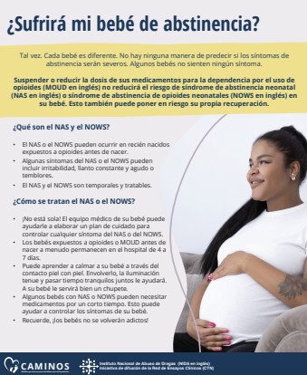 screenshot of one of the Spanish language PATHS flyers, titled "Sufrirá mi bebé de abstinencia?"